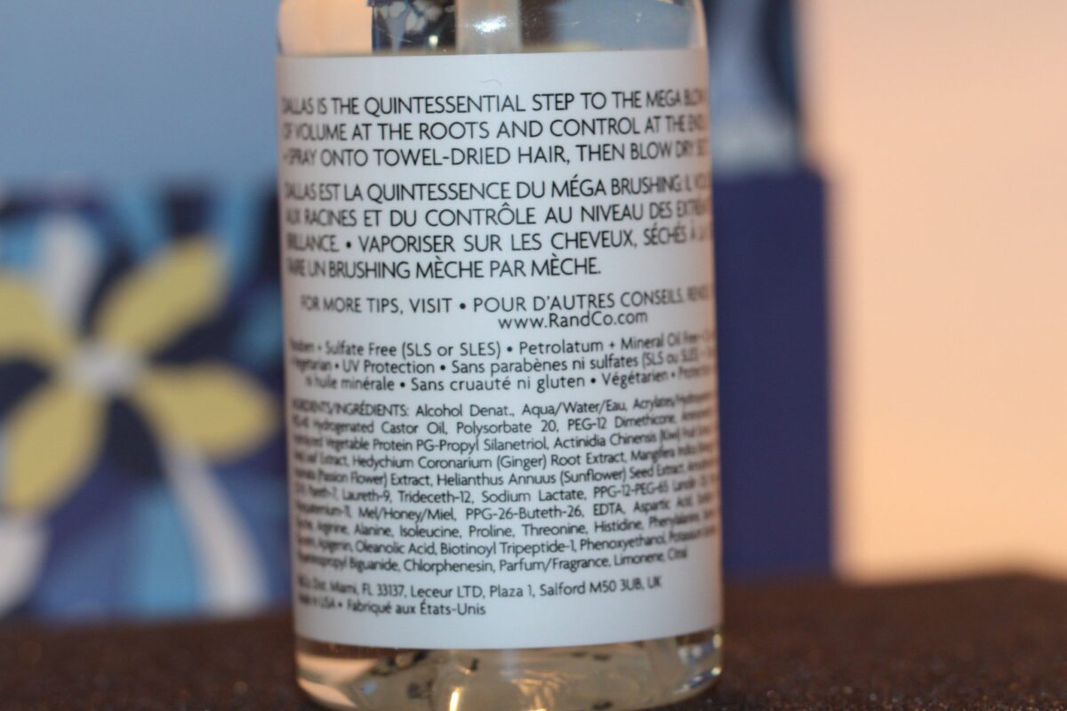 ingredients of R+Co Dallas Thickening Spray