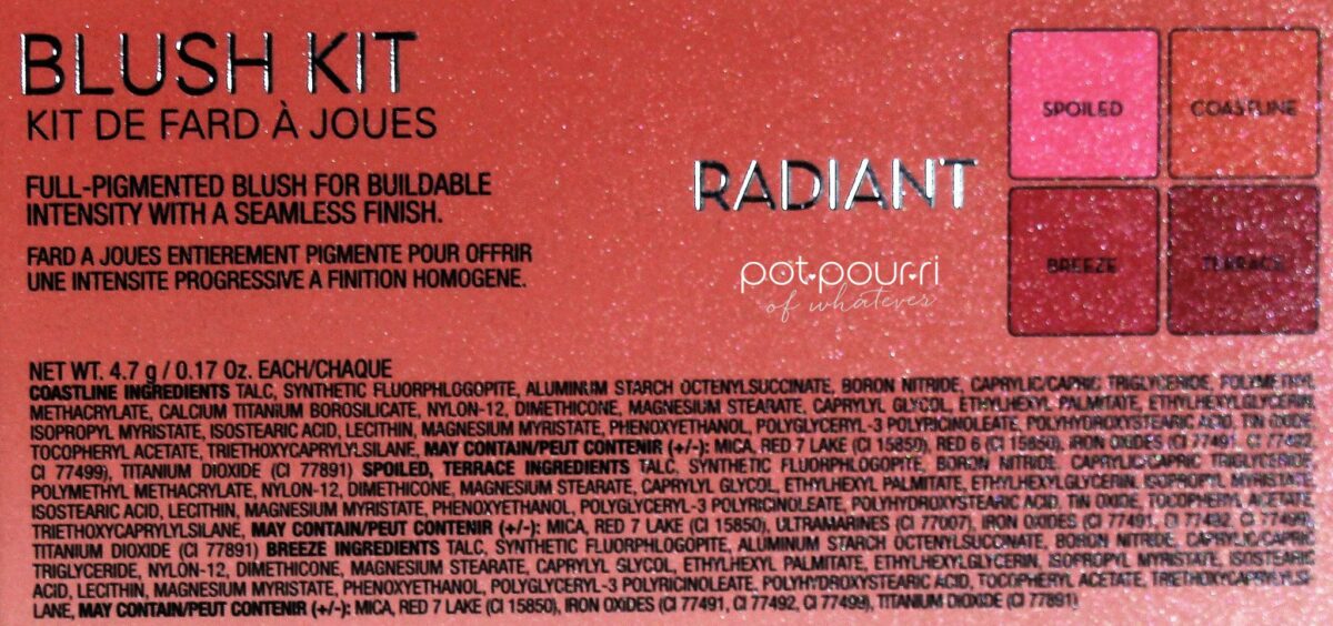 Anastasia Radiant Blush Kit ingredients