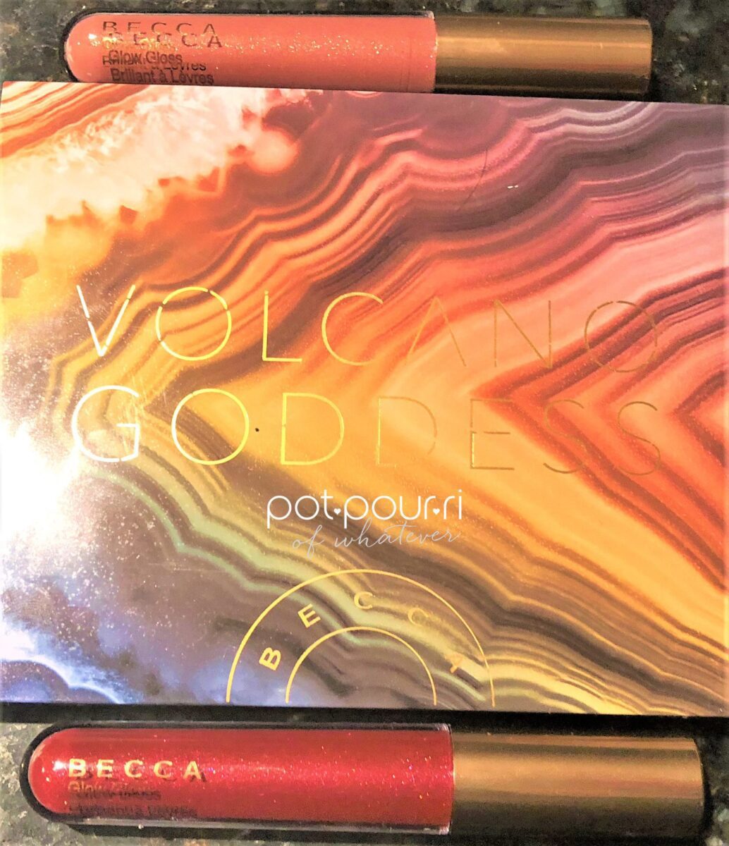 BECCA VOLCANO GODDESS PACKAGING EYE SHADOW PALETTE AND GLOW GLOSSES