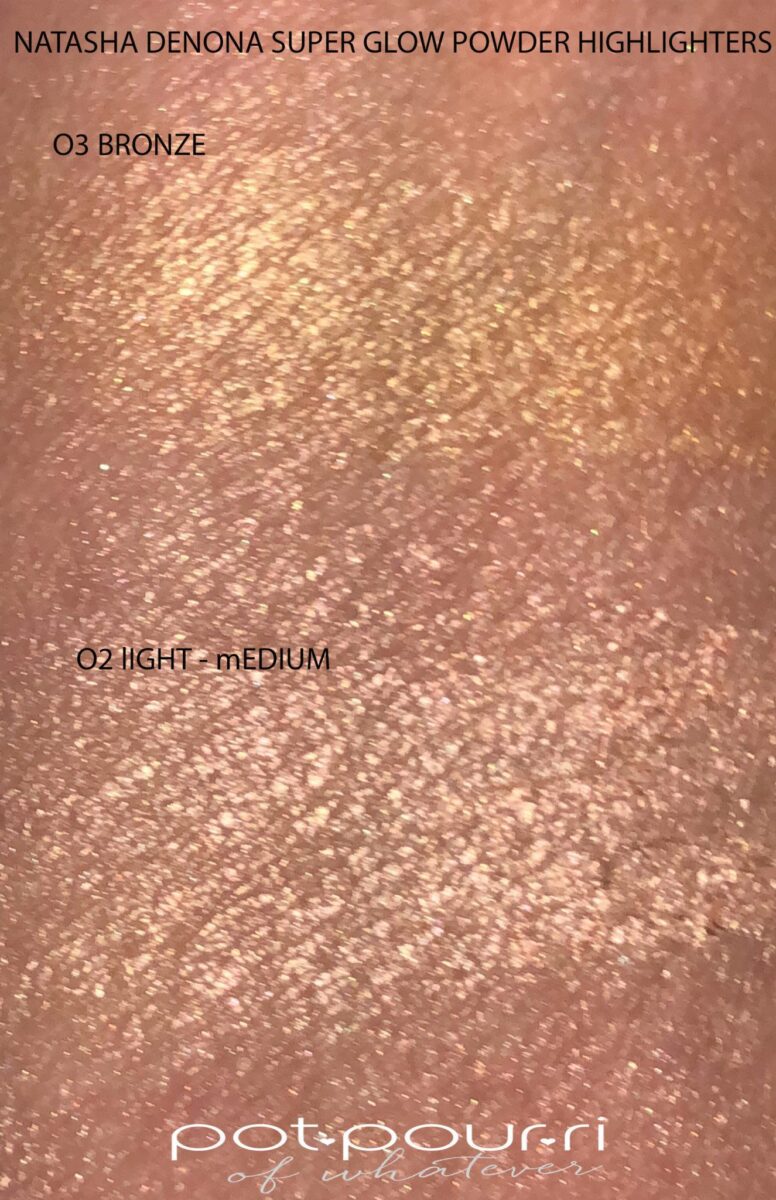 more Super Glow Highlighter swatches in 02 and 03