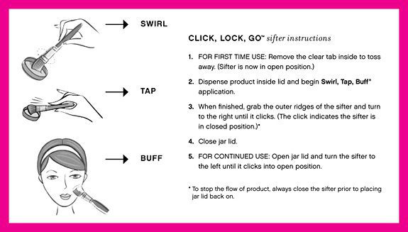 directions toopen baremineral click lock and go sifter