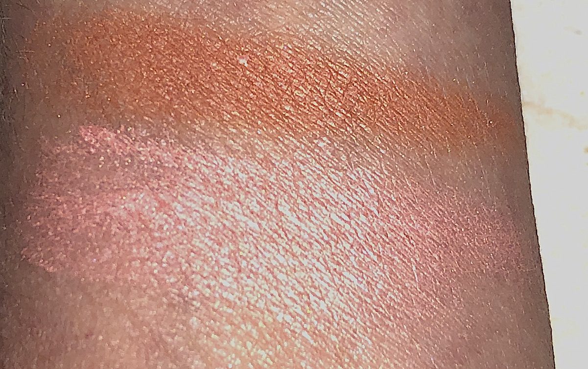 SWATCHES CHEEKY SUMMER BLUSH DUO IN TERRACOTTA SANDS, TOP AND HOT CORAL, BOTTOM